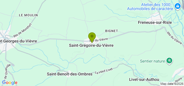 Carte de localisation de la randonnée Les coteaux d'Authou. au départ de St-Grégoire-du-Vièvre