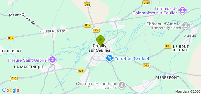 Carte de localisation de la randonnée Entre Caen et Bayeux. au départ de Creully