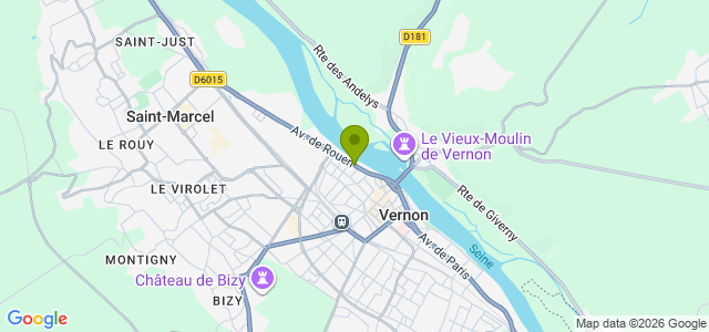 Carte de localisation de la randonnée La Seine et les bois. au départ de Vernon