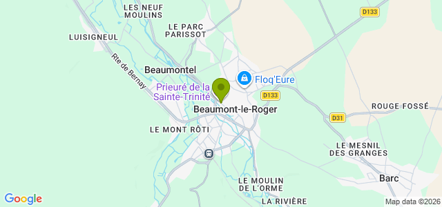 Carte de localisation de la randonnée de la forêt de Beaumont au ruines du prieuré de la Sainte Trinité  au départ de Beaumont-le-Roger 2