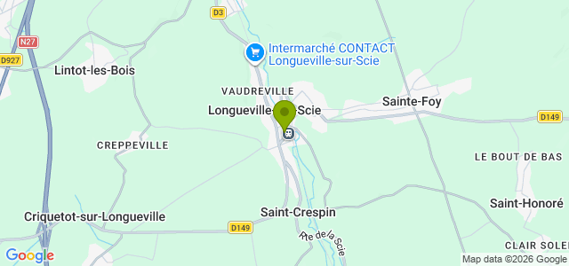 Carte de localisation de la randonnée Chemins boisés au départ de Longueville-sur-Scie 2