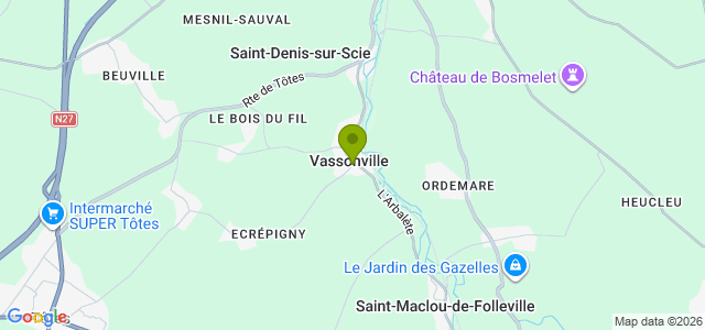 Carte de localisation de la randonnée Autour du château de Bosmelet au départ de Vassonville
