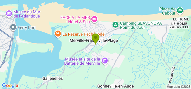 Carte de localisation de la randonnée Baie de l'Orne, sur la plage, le long de la réserve ornithologique. la réserve au départ de Merville