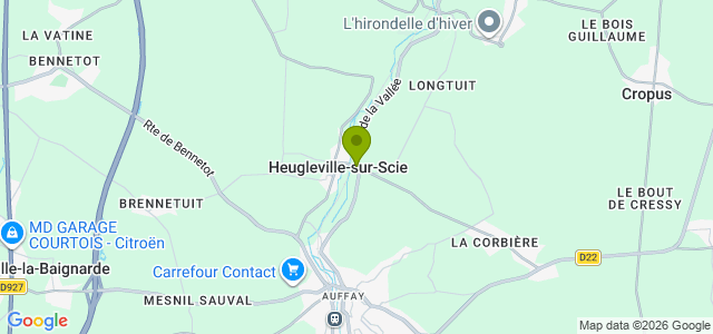Carte de localisation de la randonnée Plateau est de la Scie au départ de Heugleville-sur-Scie