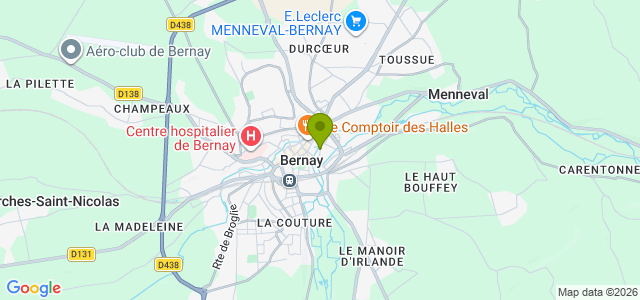 Carte de localisation de la randonnée Coteaux de la Charentonne au départ de Bernay