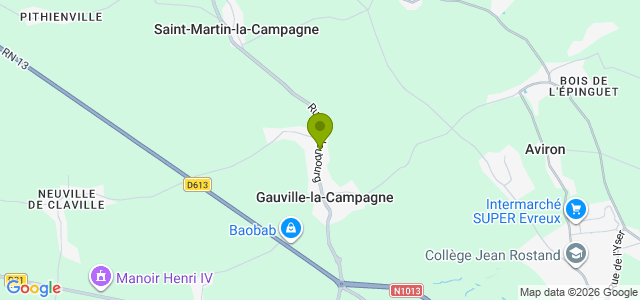 Carte de localisation de la randonnée Boucle avec la voie romaine, le GR26 et la Voie Verte au départ de Gauville-la-Campagne