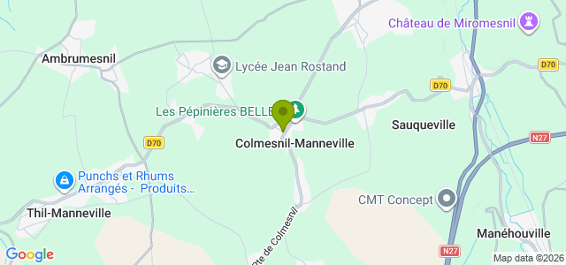 Carte de localisation de la randonnée boucle dans la région dieppoise entre Scie et Vienne au départ de Colmesnil-Manneville