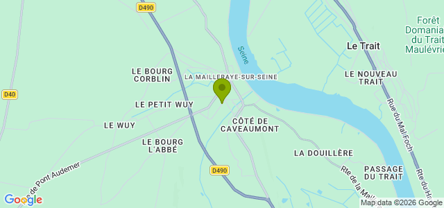 Carte de localisation de la randonnée Forêt de Brotonne, bord de Seine et patrimoine Normand au départ de La Mailleraye-sur-Seine