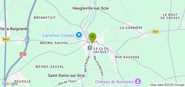 Carte de localisation de la randonnée Circuit du Clos Jacquet proposé par le département 76 au départ de Auffay 2