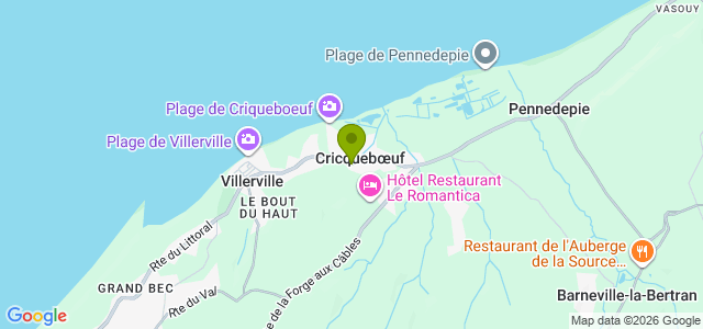 Carte de localisation de la randonnée plage et chemins boisés sur la Côte Fleurie au départ de Cricqueboeuf