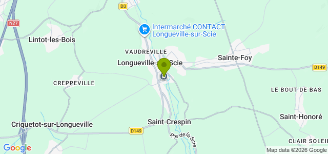 Carte de localisation de la randonnée St-J-de-Compostelle étape 2 entre Longueville et St-Victor au départ de St-J-de-Compostelle 02