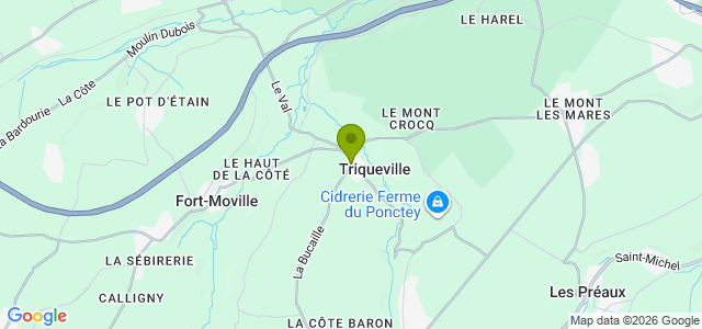 Carte de localisation de la randonnée Sur le chemin du Val Jouen près de Pont-Audemer au départ de Triqueville