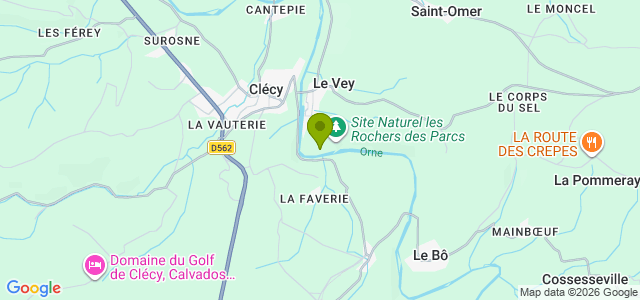 Carte de localisation de la randonnée Circuit des Rochers des Parcs le long de l'Orne au départ de Le Vey 2