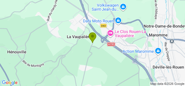 Carte de localisation de la randonnée Boucle de la mare Moussu en forêt de Roumare au départ de La Vaupalière