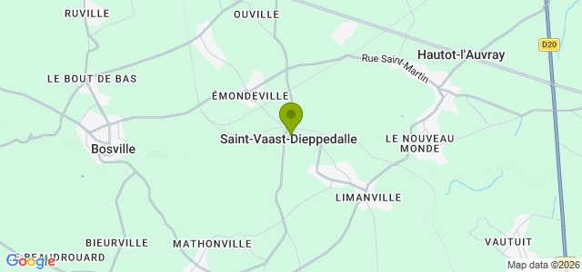 Carte de localisation de la randonnée Boucle entre Saint-Vaast-Dieppedalle et Grainville-la-Teinturière au départ de Saint-Vaast-Dieppedalle