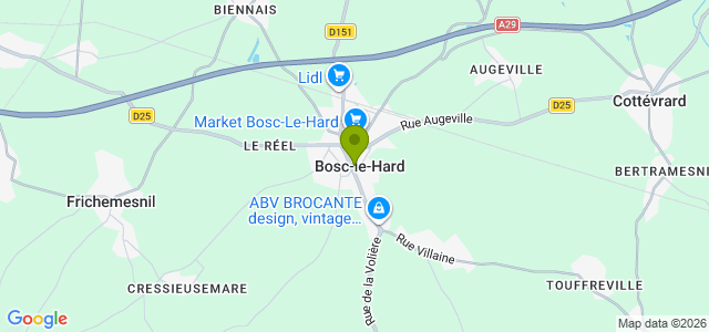Carte de localisation de la randonnée Entre Bray et Caux au départ de Bosc-le-Hard