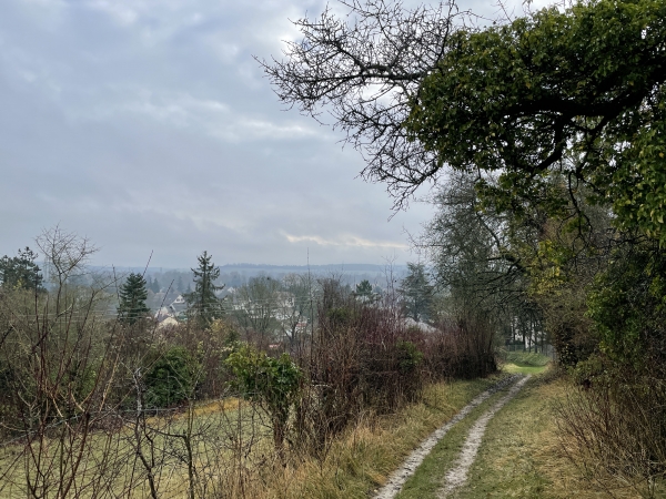 Nous dominons Garennes-sur-Eure où nous allons entrer par la rue du Bois.