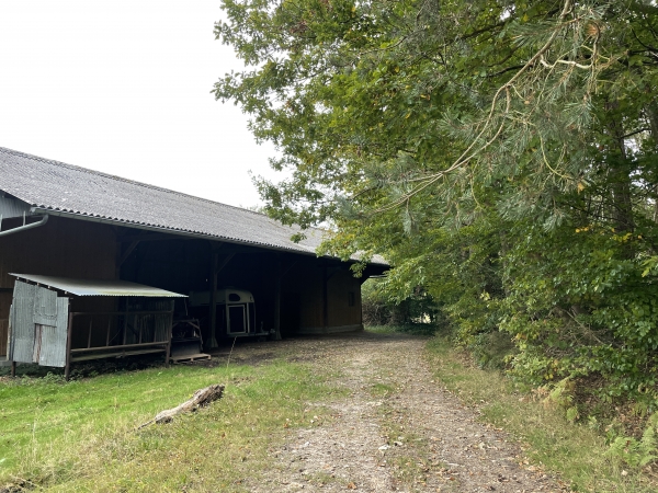 Nous sommes près de la Buissonnière. Le chemin passe bien par ici, le long de la grange, et continue en face, vers le Val Vivien.