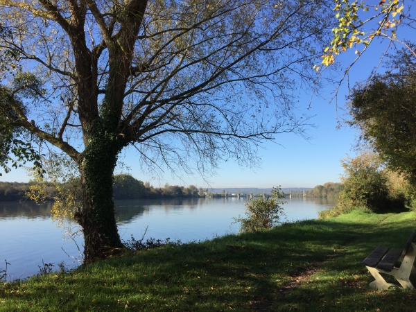 Nous voici maintenant sur l'ancien chemin de halage, en face de l'île de Besac.