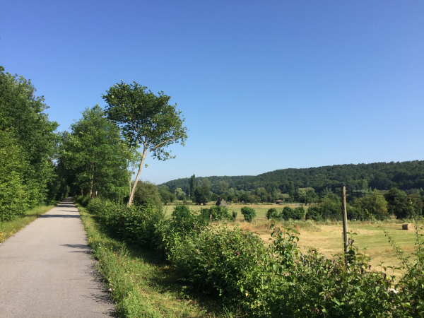 Nous rejoignons la Voie Verte aménagée d'Evreux au Bec-Hellouin sur l'ancienne voie ferrée d'Evreux à Pont-Authou.