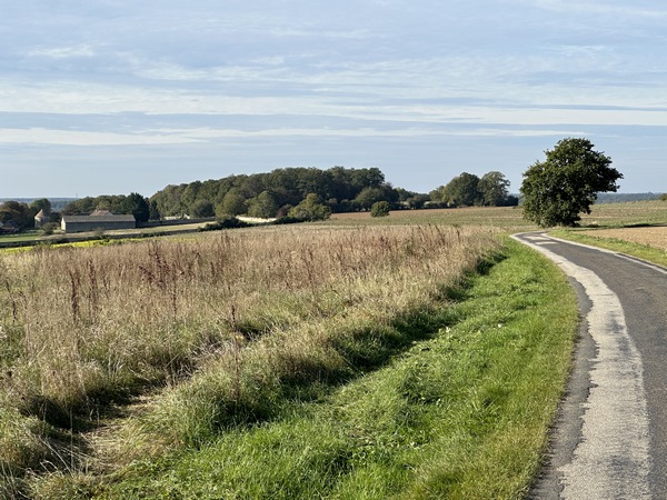 Nous traversons le hameau de la Boissaye, et tournons en direction de l'Eure. En face, au loin, on distingue le château de Bimorel.