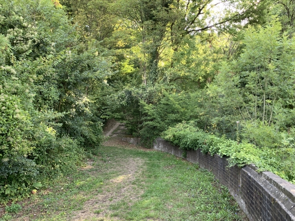 Nous voilà sur l'ancienne ligne du tramway Rouen-Bonsecours. Mis en service en 1877, et électrifié dès 1896, il parcourait 70km dans l'agglomération. En raison de bombarbements, il a dû laisser la place aux bus. La dernière rame de tramway fut retirée en février 1953.