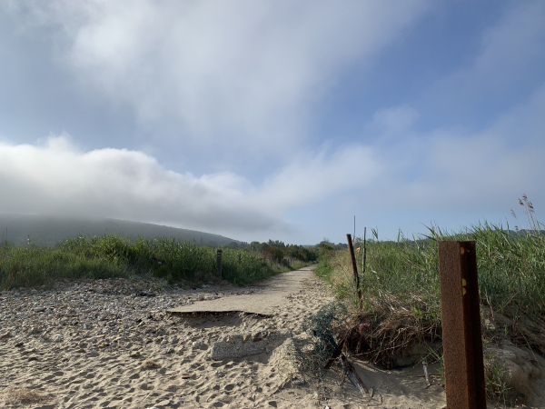 Nous arrivons à Pennedepie. Il ne faut pas rater l'entrée du chemin qui est invisible à 20 mètres.