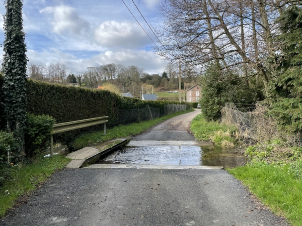 Gué et passerelle de la Côte de la Ferme Boivin, sur un bras de la Lézarde.