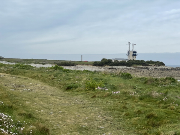 Après le Nez Bayard, nous longeons le sémaphore de la Hague, chargé de veiller sur les 10 000 navires par an qui croisent au large.