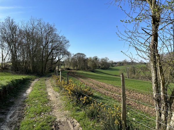 Au sommet, nous marchons en direction du hameau de Saint-Aignan.