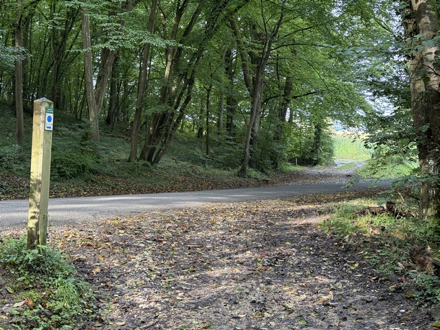 Nous avons retrouvé la trace de nos pas, mais cette fois nous n'allons pas suivre la rue de la Gare, et continuer en face sur le chemin.