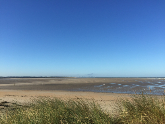 Vue de la randonnée Boucle jusqu'aux dunes à l'entrée du Havre de la Vanlée au départ de Lingreville, 50